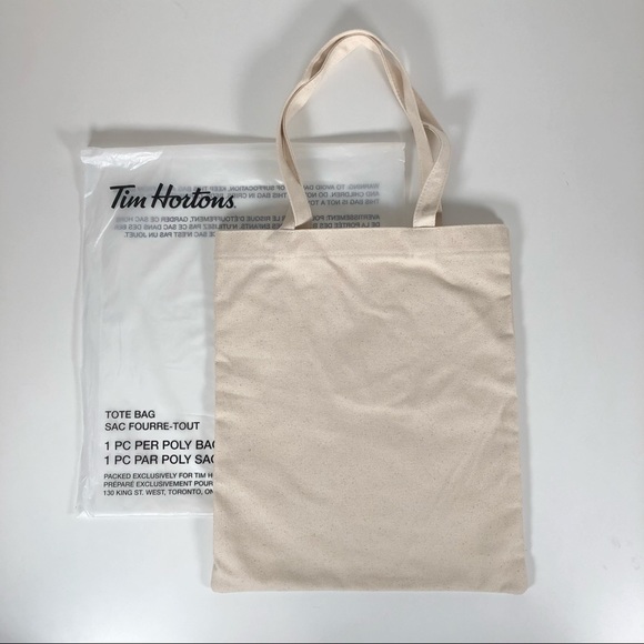 Justin Bieber x Tim Hortons Cream Canvas Tote Bag 'tim biebs' NWT - Picture 2 of 5